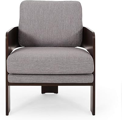 Chaise contemporaine en bois courbé christopher knight home sheila, gris + marron foncé