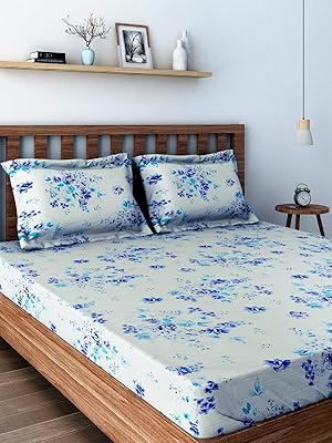 Parure de lit king size collection swayam veda, 3 pièces, bleu, 180 x