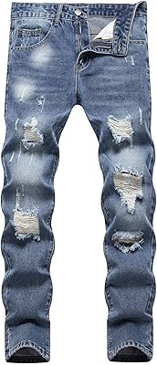 Jean déchiré anihuj amiri pour homme (couleur : délavé moyen, taille : 32)