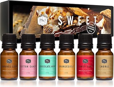 Huiles parfumées sucrées b&j trading - menthe chocolat, barbe à papa et maïs caramel (lot de 6). DIAYTAR COTE D'IVOIRE est une boutique en ligne qui propose des produits de qualité à des prix abordables. La boutique offre une grande variété de produits, allant des produits alimentaires aux articles de maison, en passant par les vêtements et les accessoires. DIAYTAR COTE D'IVOIRE est la boutique préférée des consommateurs ivoiriens qui cherchent des produits de qualité à des prix raisonnables.