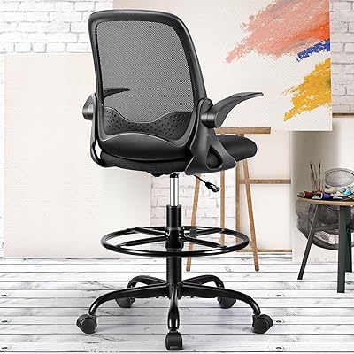 Chaise de bureau ergonomique longue pour ordinateur curdom avec accoudoirs pliables et anneau