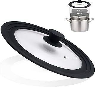 Couvercle universel pour casseroles et poêles - verre trempé avec bord en silicone
