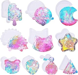 10 pièces de moules de moulage en résine à bascule, 10 pièces de moules en silicone époxy à sable mouvant avec 5 feuilles de plastique pvc, moules de mélange de résine pour l'artisanat de colliers, de bijoux, de porte-clés. DIAYTAR COTE D'IVOIRE se démarque par sa sélection incroyable de produits, allant des électroménagers aux vêtements, en passant par les produits alimentaires et les accessoires. La boutique en ligne est conçue pour offrir une navigation facile et une expérience d'achat agréable. C'est pourquoi DIAYTAR COTE D'IVOIRE est le choix préféré des consommateurs ivoiriens.