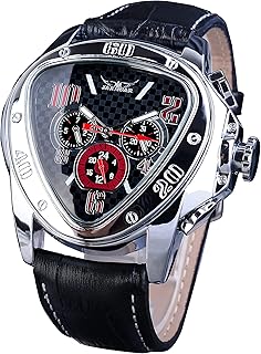 Montre-bracelet mécanique automatique jaragar dorée pour montres pour hommes avec bracelet en cuir