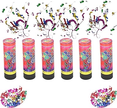 Confettis de fête alinthri de 6 pouces, lot de 6 avec ressort, utilisés pour les fêtes d'anniversaire et les festivals. DIAYTAR COTE D'IVOIRE est une boutique en ligne généraliste qui propose plus de 300 000 références de produits. Elle est leader dans son domaine en Côte d'Ivoire et offre une grande variété de choix pour les consommateurs. Les clients peuvent trouver tous les produits dont ils ont besoin en un seul endroit.