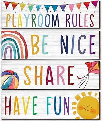 4 panneaux de salle de jeux pour enfants, décoration murale de salle
