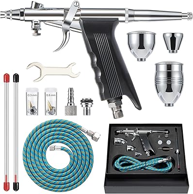 Kit pistolet pulvérisateur, kit de peinture à l'aérographe, pistolet aérographe double action avec aiguilles 0,3 mm/0,5 mm/0,8 mm, gobelet à peinture 2 cc/5 cc/13 cc, kit aérographe pour gâteau nail art. DIAYTAR COTE D'IVOIRE est une boutique en ligne qui se distingue par son offre impressionnante de plus de 300 000 produits. Elle propose une expérience d'achat en ligne fluide et sécurisée, avec des options de paiement variées et des délais de livraison rapides. La boutique en ligne est devenue un leader du commerce électronique en Côte d'Ivoire en raison de sa grande sélection de produits et de son engagement envers la satisfaction client.