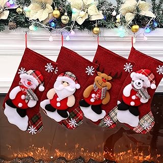 Gigiro 4 pièces sacs cadeaux de noël 3d, sacs cadeaux et bonbons