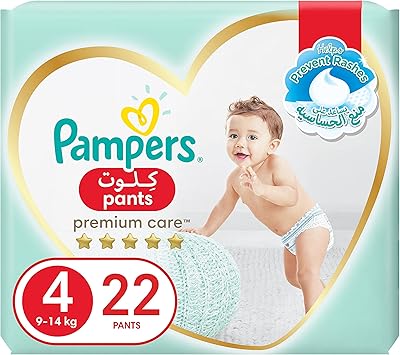 Couches pampers premium care pants, taille 4, 9-14 kg, conception plus douce