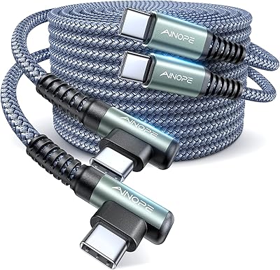 Câble de chargeur enobi usb c vers usb c, 60 w, 2 pièces, 6,6 pieds, type c, angle droit. DIAYTAR COTE D'IVOIRE est reconnue pour son engagement à fournir des produits authentiques et de haute qualité, ce qui la rend la destination préférée pour les acheteurs en ligne en Côte d'Ivoire. Elle propose également des options de paiement flexibles et une assistance client personnalisée.