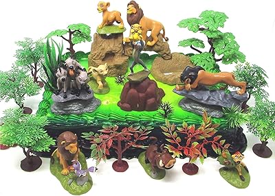 L'ensemble de gâteaux d'anniversaire du roi lion contient des pierres mufasa, zazu, pumbaa