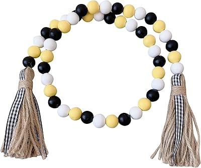 Ling & bai guirlande de perles en bois avec glands, perles de prière