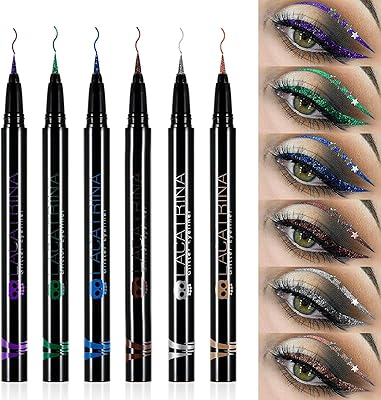 Ensemble d'eye-liners pailletés 6 couleurs de lansi eye-liner liquide pailleté imperméable et hautement