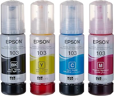 Epson multi-pack de 103 réservoirs d'encre eco, 4 couleurs, noir, violet, cyan, jaune