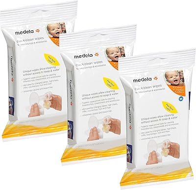 Lingettes humides medela quick clean pour tire-lait et accessoires (72 lingettes) medela