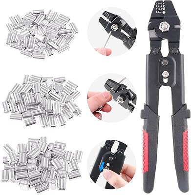 Outil de sertissage de câbles métalliques glarex jusqu'à 2,2 mm avec 180 anneaux