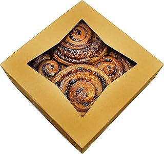 8x8x2.5" boîtes de boulangerie marron avec fenêtre | paquet 50