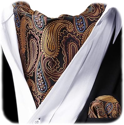 Cravate ascot pour hommes, ensemble cravate et bandana de luxe tissé en jacquard