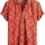 Chemises hawaïennes décontractées à manches courtes boutonnées à motif de fleurs tropicales