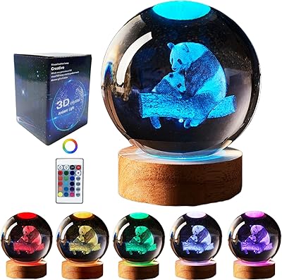 Lampe boule de cristal digifbot de 3,15 pouces, veilleuse 3d k9 avec base