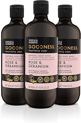 Baylis & hardinge goodness gel douche naturel à la rose et au géranium