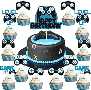 Décoration de gâteau de jeu vidéo anniversaire garçon, gamer \"joyeux anniversaire\" décoration
