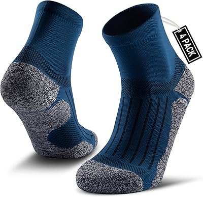 Quart de chaussettes de compression pour hommes femmes 4 paires coussin course randonnée