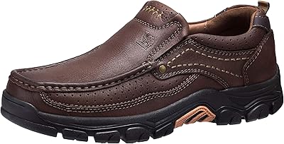 Mocassins à enfiler en cuir pour hommes chaussures de marche confortables pour le travail