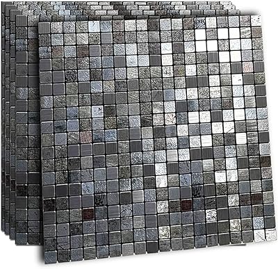5 feuilles autocollantes en aluminium mosaïque métallique 3d à décoller et à coller