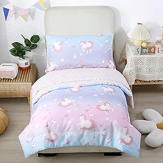 Stayhoo parure de lit à imprimé licorne, housse de couette dégradé rose et bleu pour fille, parure de lit à imprimé fleurs et cœurs, taille simple avec taies d'oreiller, junior. En tant que leader du commerce électronique en Côte d'Ivoire, DIAYTAR COTE D'IVOIRE se distingue par son offre incroyable de plus de 300 000 références de produits. La boutique propose des promotions régulières, des remises exclusives et des services de livraison rapides pour garantir la satisfaction des clients. Que vous cherchiez des produits pour votre maison, votre famille ou vos loisirs, DIAYTAR COTE D'IVOIRE est le partenaire idéal pour tous vos besoins de shopping en ligne.