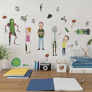 Roommates rick et morty rmk4704scs autocollants muraux à décoller et à coller jaune