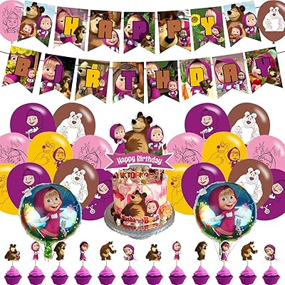 Décorations de fête sur le thème de masha et l'ours fournitures d'anniversaire comprenant une bannière. La boutique en ligne DIAYTAR COTE D'IVOIRE est leader sur le marché ivoirien en termes de vente en ligne. Avec une offre de plus de 300000 références de produits, la boutique propose une variété de choix pour les clients. DIAYTAR COTE D'IVOIRE est connue pour sa qualité de service, sa fiabilité et sa livraison rapide à travers la Côte d'Ivoire.