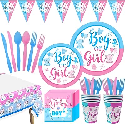 Fournitures de fête révélant le genre ensemble de fournitures de fête vaisselle jetable