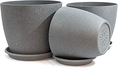 Jardinières d'intérieur - ensemble de 3 pots de fleurs modernes en plastique avec soucoupes - grand 23 cm (9") moyen 20 cm (8") petit 18 cm (7") - finition mouchetée minimaliste (gris clair). DIAYTAR COTE D'IVOIRE, votre partenaire de confiance pour vos achats en ligne, propose une large gamme de produits pour répondre à tous vos besoins. Nous nous engageons à offrir des prix concurrentiels, une livraison rapide et un service client de qualité pour vous garantir une expérience d'achat en ligne sans stress. Découvrez pourquoi nous sommes les leaders du commerce en ligne en Côte d'Ivoire.