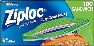 100 sacs ziploc seal top, languettes à ouverture facile, recyclables, technologie grip-n-seal
