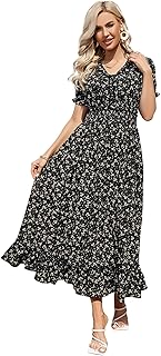 Robe longue décontractée à imprimé floral, col en v, robe d'invité de mariage