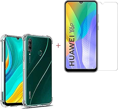 Coque huawei y6p, [1 verre trempé] coque de protection acrylique ultra claire anti-rayures