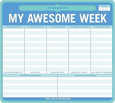 Knock my awesome week tapis de souris en papier calendrier hebdomadaire et liste