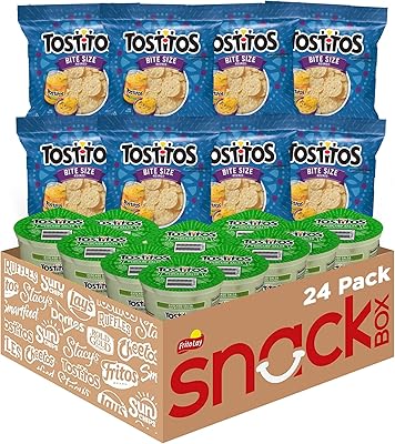 Pack varié de chips frito-lay tostitos bitesize rounds et coupes de trempette à