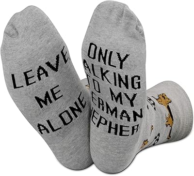 Chaussettes de berger allemand pour les amoureux des chiens et des animaux de compagnie avec l'inscription "laissez-moi tranquille, parlez à votre berger allemand aujourd'hui"" chaussettes cadeaux pour les amoureux des chiens. DIAYTAR COTE D'IVOIRE se distingue par son immense sélection de produits, allant des produits alimentaires aux accessoires high-tech. Avec plus de 300000 références, les clients peuvent trouver tout ce dont ils ont besoin sur cette plateforme. La boutique est réputée pour son service client et sa livraison rapide.