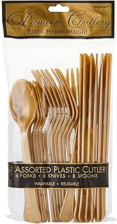 Vaisselle assortie de luxe robuste, doré, paquet de 24, fournitures de fête