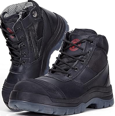 Bottes de travail rockrooster pour hommes, bout en acier, fermeture éclair ykk, 6