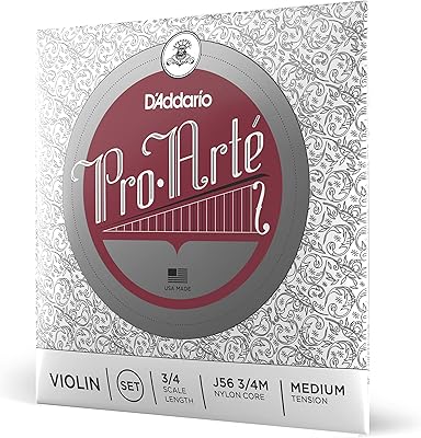 Jeu de cordes pour violon d'addario pro arte - calibre 3/4, medium ten