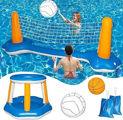 Ensemble de jeu de volley-ball en filet gonflable skihd, jouets de natation d'été