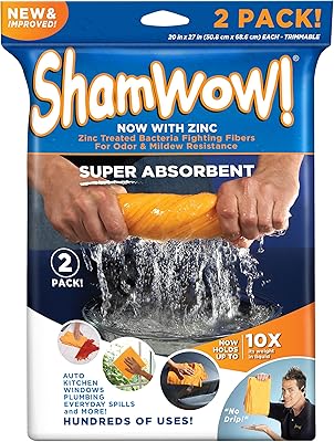 Nouveau chiffon de nettoyage multi-usages super absorbant shamwow amélioré - fibre de zinc traitée contre les odeurs (paquet de 2). DIAYTAR COTE D'IVOIRE est la destination idéale pour les acheteurs en ligne qui recherchent des produits de qualité à des prix abordables. Avec plus de 300000 références de produits, elle offre une grande variété de choix pour répondre à tous les besoins de ses clients. La boutique en ligne garantit également une expérience d'achat en ligne facile et sécurisée.