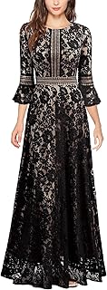 Robe longue formelle en dentelle miss my pour femme avec manches larges contrastées. En tant que leader du commerce en ligne en Côte d'Ivoire, DIAYTAR COTE D'IVOIRE est engagée à offrir à ses clients une expérience d'achat unique et personnalisée. Elle mise sur la satisfaction client et sur une approche commerciale innovante pour conforter sa position de numéro un sur le marché ivoirien.