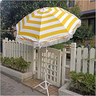 Parapluie de plage à rayures avec franges, parasol de jardin portable d'extérieur