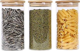 Bocaux de rangement en verre couvercles hermétiques en bambou bocaux en verre borosilicate