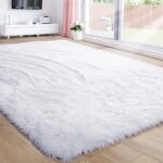 Tapis de chambre blanc, 4 x 6 pouces, tapis moelleux pour le salon