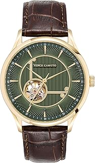 Montre automatique pour homme avec bracelet en cuir d'alligator grainé, vc/1160, marron/or, marron/or